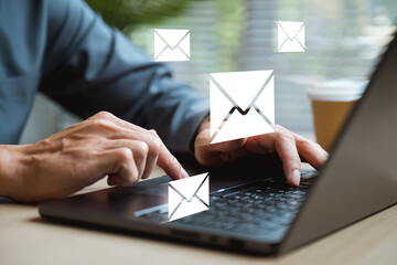 Email receive invitation contact. Newsletter mail reminder. Interface send receive.
