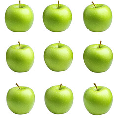 green apples on white background