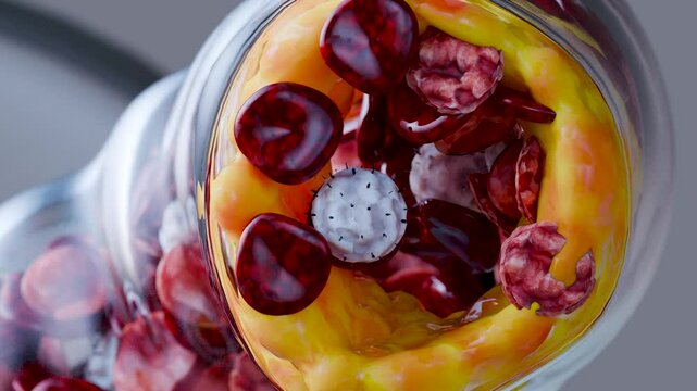 Cholesterrol or Atherosclerotic Plaque in blood vessels, Blocked vessel stroke, Thickened Arteries and Veins, Coronary, fat buildup clogging, Atherosclerosis or atheromatous Hyperlipidemia, 3d render