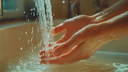 Fototapeta premium washing hands in water