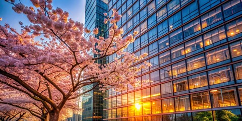 Stunning Architectural Photography: Blooming Cherry Blossom Tree in Spring