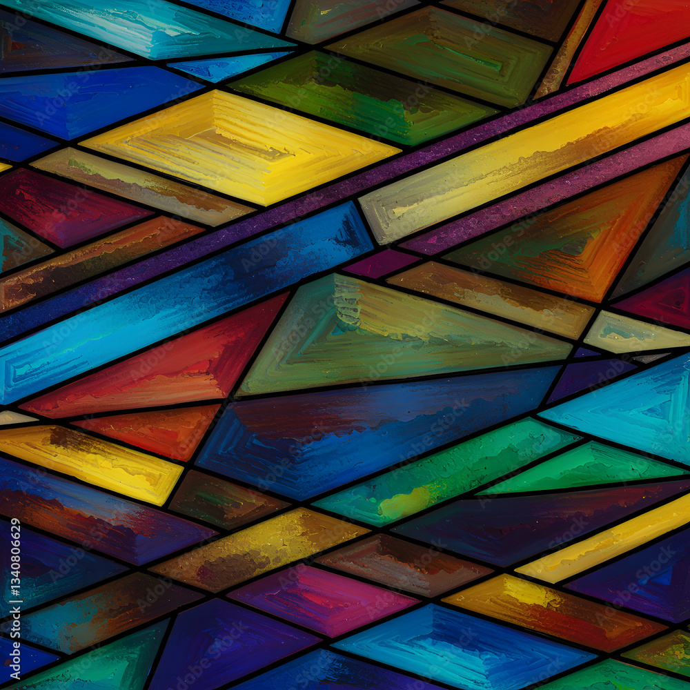 Aufkleber kaleidoscope of color: a mesmerizing abstract artwork featuring a complex mosaic of geometric shapes