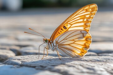 Obraz premium Golden-winged Butterfly on Stone