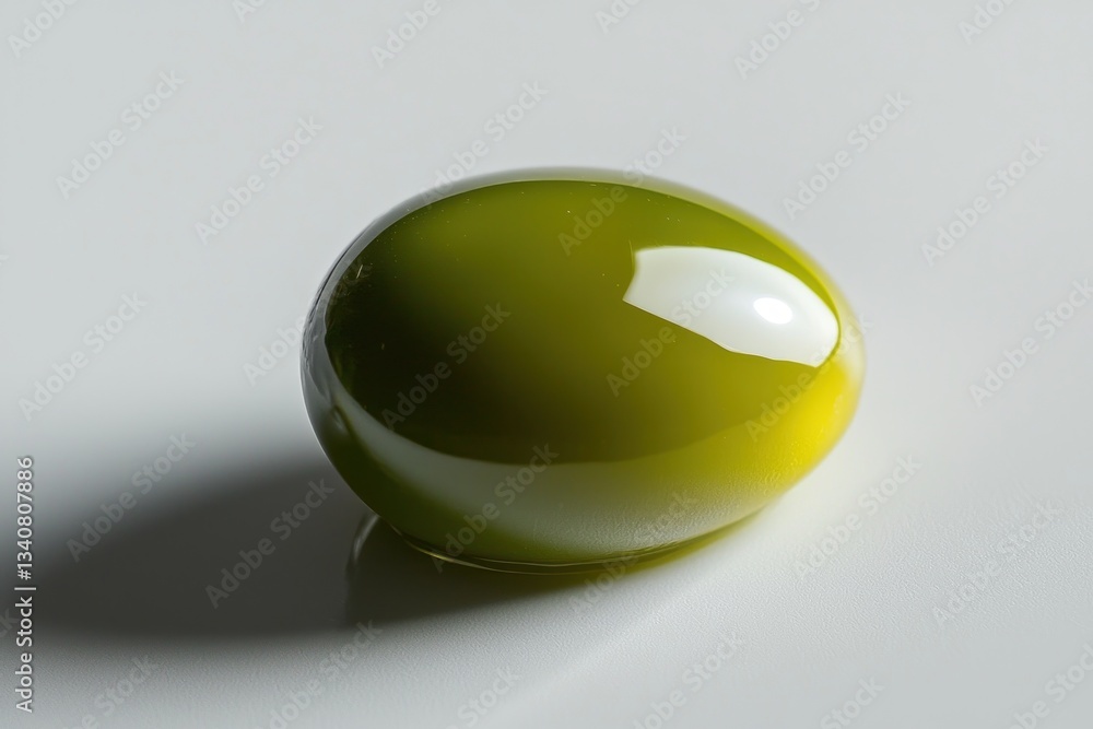 Poster Sphere Shape on Plain Background Highlighting Light and Shadow Smooth Olive Tones Calm Presentation