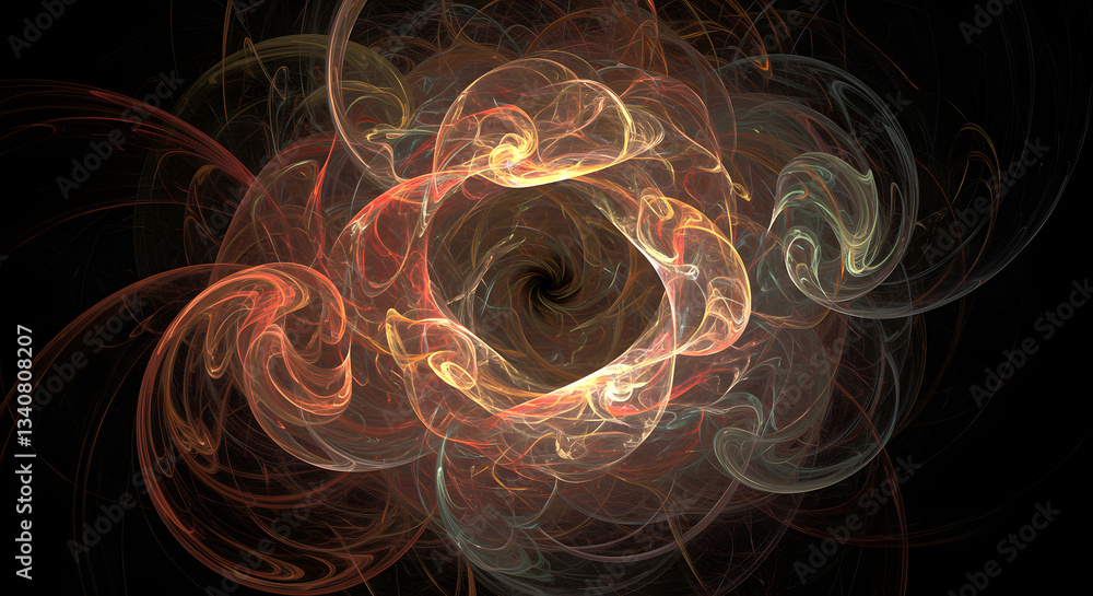 Poster celestial nebula: a captivating fractal design showcasing a vibrant nebula, with swirling patterns o