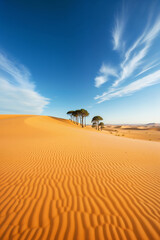 Golden Desert Dunes Under a Clear Sky, created with generative AI technology	
