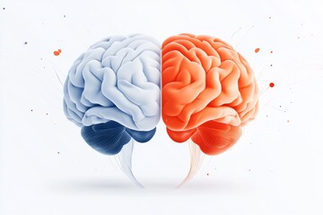 A minimalist 2D illustration of a brain divided into labeled sections, with bright, simplified visuals on a plain background