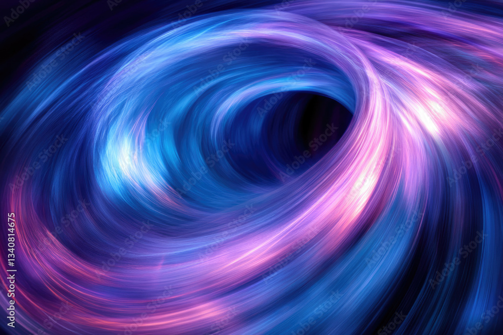 Poster abstract swirling vortex of vibrant blue and pink hues, creating a mesmerizing cosmic tunnel effect.