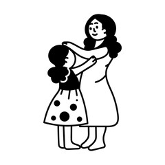 Doodle illustration of a mom dressing up daughter
