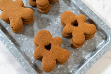 Golden-Brown Gingerbread Cookies with Heart Cutouts