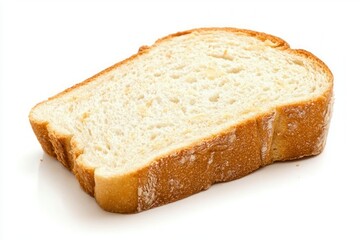 Fresh Slice of Bread Golden Crust and Soft Inside on a White Surface Minimalist Food Still Life Close up
