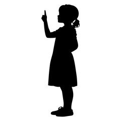Girl pointing finger up silhouette illustration child vector