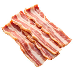 Obraz premium Raw Bacon Slices: High-Quality Pork isolated on transparent background