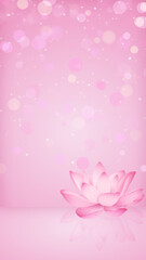 pink lotus flower and bokeh lights with shiny glitter stars , cosmetics and beauty product showcase vertical social media background