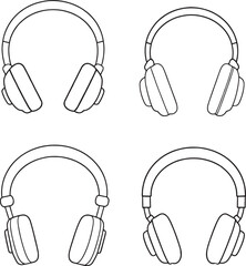 Headphones different icons set. Vector illustration