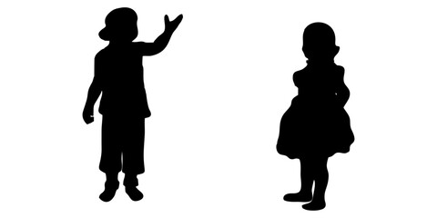 set silhouette illustration background with a children 