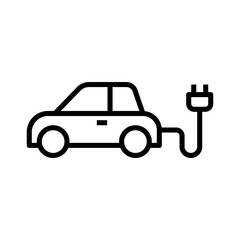 Electric car with plug icon symbol, EV car, Green hybrid vehicles charging point logotype, Eco friendly vehicle concept, Vector illustration	