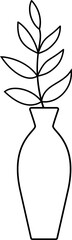 leaves in Brown vase outline flat vector illustration.
Plant in Abstract modern pottery coloring page.
Nordic style vase with  leaves linear isolated.
Good for greeting card,poster, craft and DIY.
