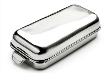 Elegant chrome baking pan with reflective surface a sleek accessory for culinary adventures