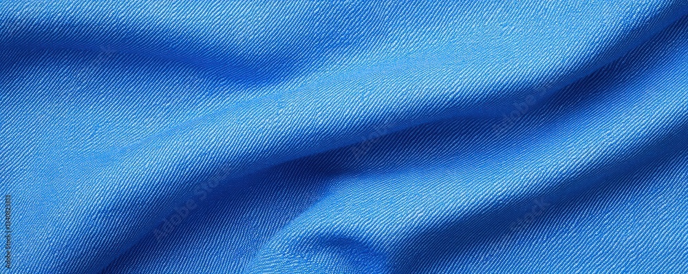 Poster a close-up view of soft, textured blue fabric, showcasing intricate patterns and a smooth, flowing a