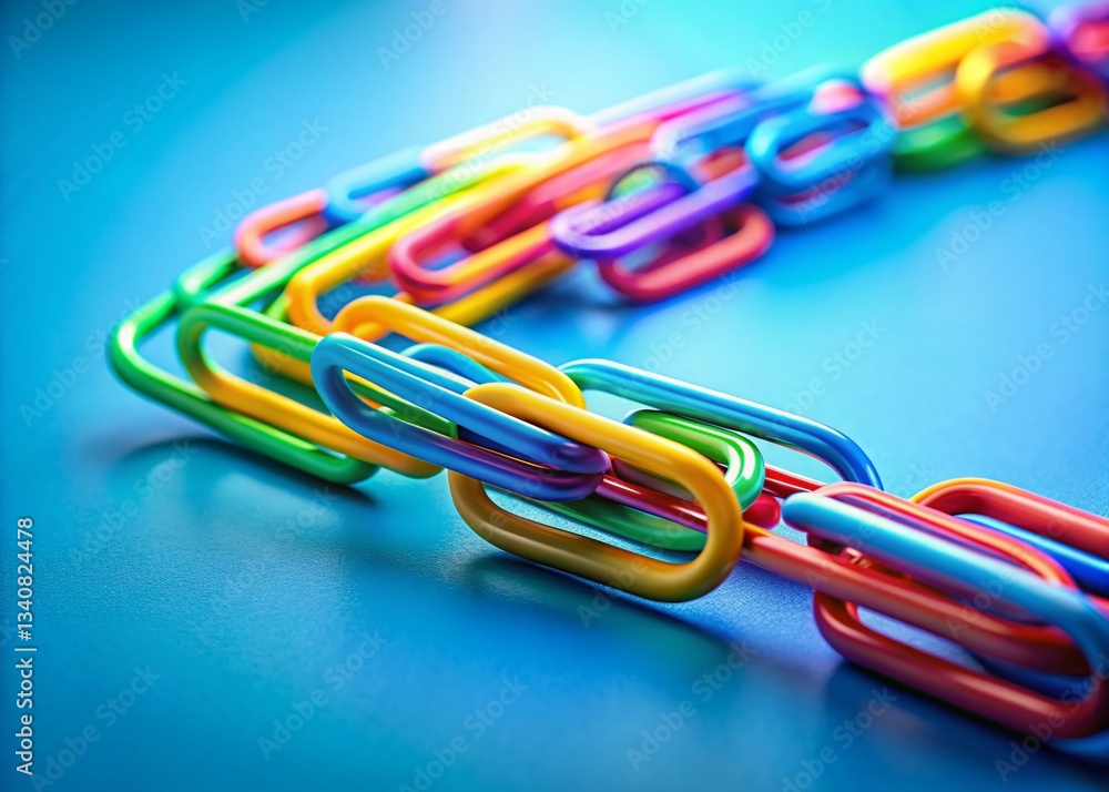 Aufkleber surreal abstract 3d wallpaper: interlinked colorful paperclips, unity & connection