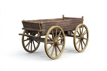 Fototapeta premium A traditional ox cart isolated on a white background, 