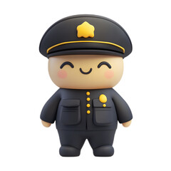 Cute Cartoon Guard Emoji Character with Star Uniform Isolated on White Background