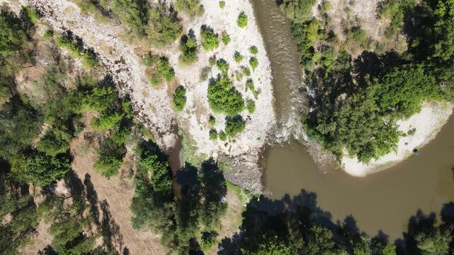Aerial view of Struma River passing through the Kresna Gorge, Bulgaria