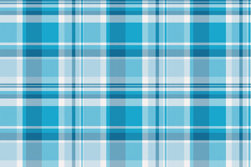 Textured texture vector textile, painting background seamless fabric. Pano pattern plaid tartan check in cyan and light blue colors.