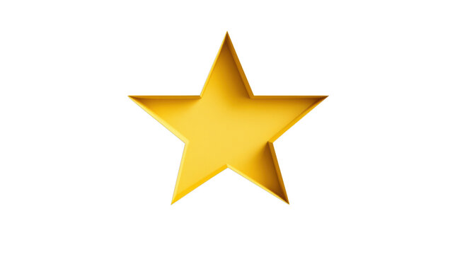 Big gold star shining on transparent background