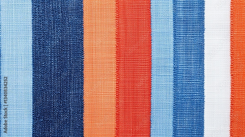 Poster a vibrant array of textured fabric stripes in various colors, showcasing a blend of patterns and mat