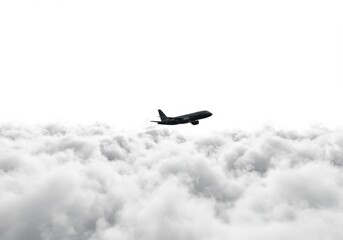 Jet airliner flying above dreamy cloudscape, journey concept for travel agency, private aviation service, commercial transport, and holiday destinations