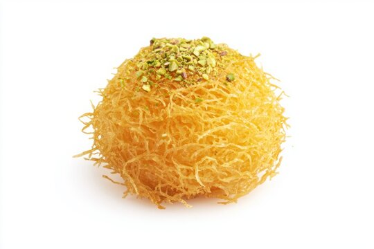 Exquisite Kataifi Pastry on White Backdrop  Close Up Studio Shot Demonstrating Culinary Delights and Traditional Dessert
