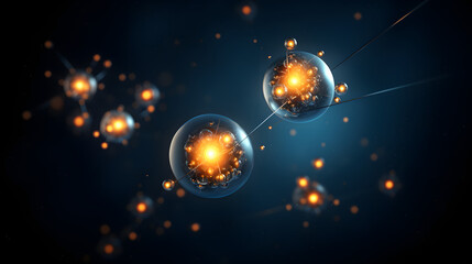 Obraz premium A pair of spheres with a distant star in the background capturing the essence of celestial bodies and their interactions in space.