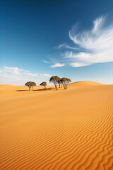 Golden Desert Dunes Under a Clear Sky, created with generative AI technology	
