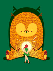 Illustration of a girl with a mystical creature