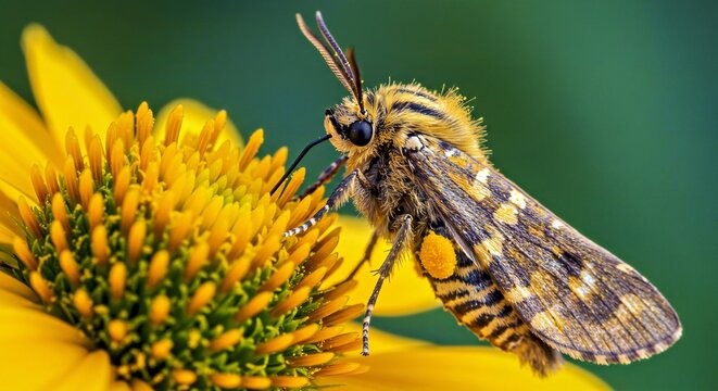 F a Heliothis (Cotton Bollworm) Moth Feeding on Nectar From a Flower_