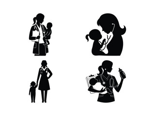 Doctor Mom Silhouette | Mother Doctor Clipart | Medical Mom Design | Mother's Day Doctor Art
