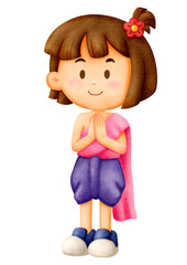 Hand drawn Thailand Songkran Festival Watercolor 