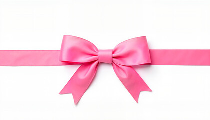 Elegant pink ribbon tied in a graceful bow on a white background