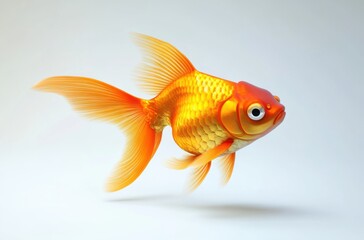 3D elegant goldfish swimming gracefully, minimal