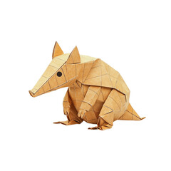 Fototapeta premium Adorable Origami Armadillo Brown Paper Folded Animal Craft