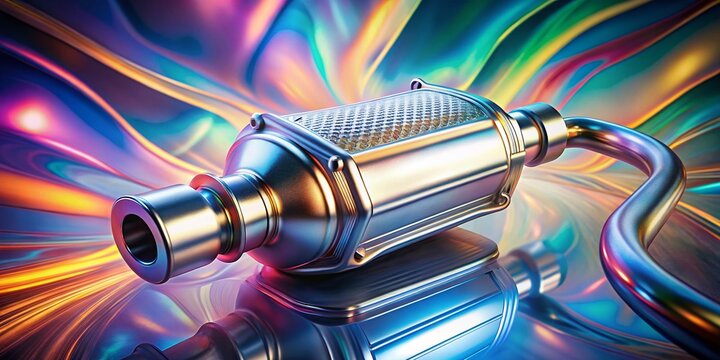 Surreal White Catalytic Converter & Lambda Sensor on Gradient Background
