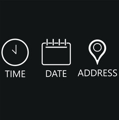 Time data and clock line icons. Clock icon in trendy flat and line style isolated on white background. Icons for date, time, era, duration, period, span, hour, minute, watch, timer, time keeper
