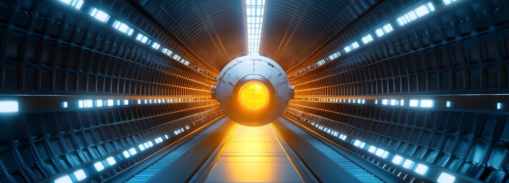 A giant spaceship being assembled inside an advanced zero-gravity orbital dockyard