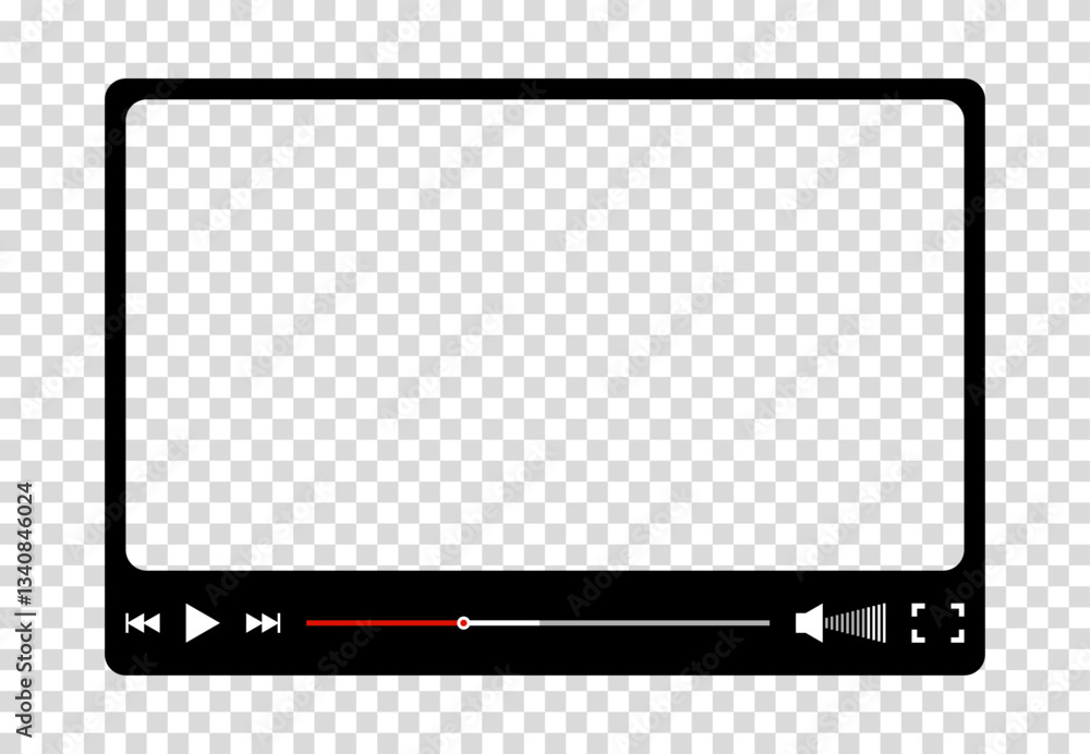 Aufkleber multimedia video player for web and mobile apps. chat video frame in flat style. play video window w