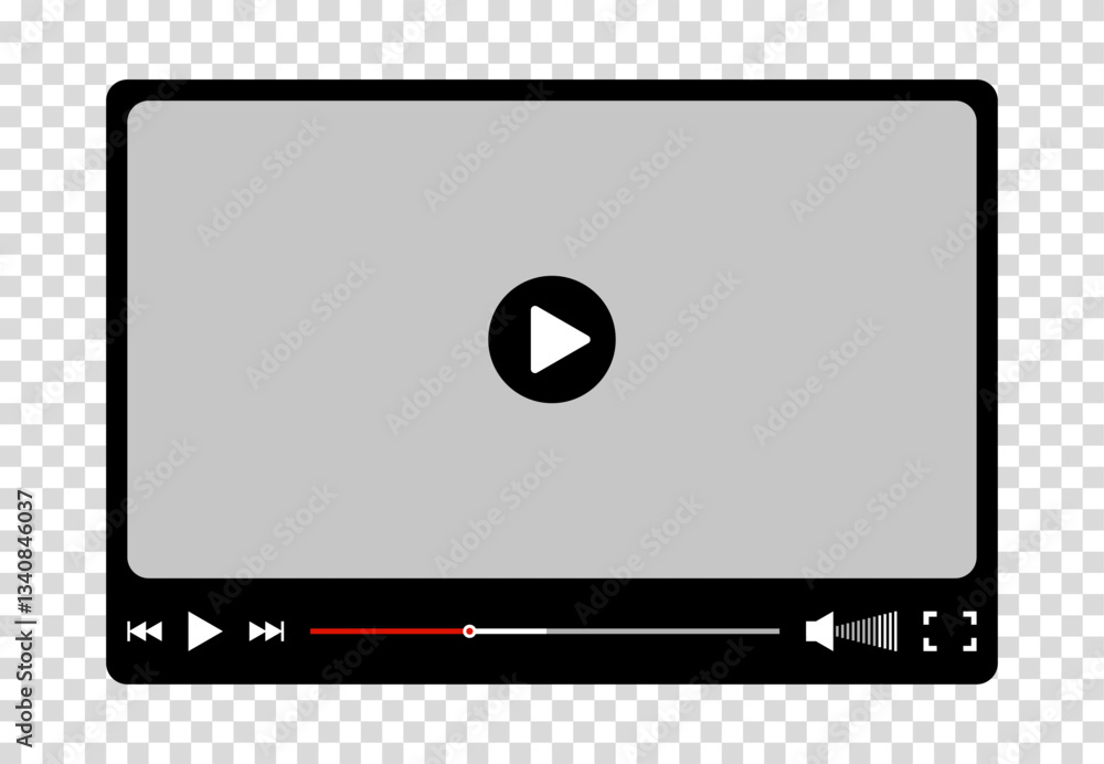Fototapete multimedia video player for web and mobile apps. chat video frame in flat style. play video window w