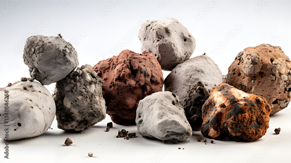 Aufkleber an assortment of unique rocks displayed on a table showcasing their varied textures and colors as ge