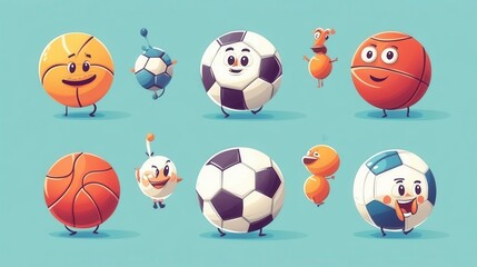 Playful Cartoon Sports Balls