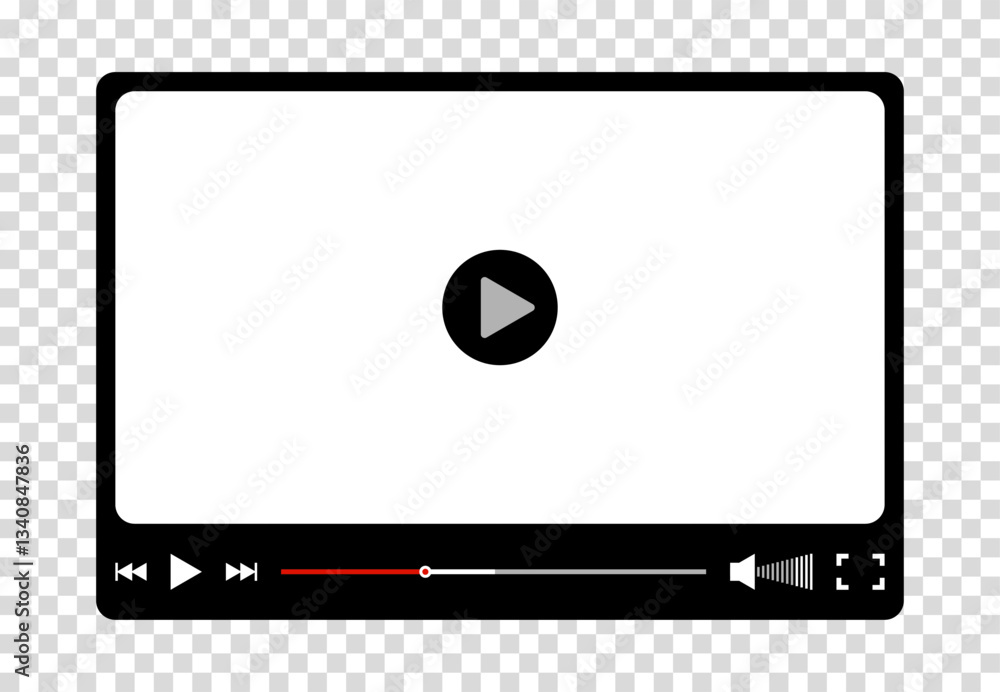 Fototapete multimedia video player for web and mobile apps. chat video frame in flat style. play video window w